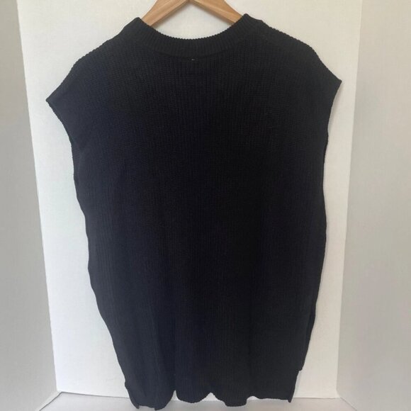 Anthropologie Sweater Tee Tunic Womens Large Black Cap Sleeve Vneck Knit Tunic - Picture 3 of 7